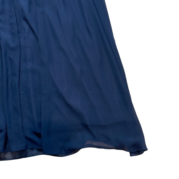 Levkoff Navy Blue Chiffon One Shoulder Full Length Gown US 12 - Picture 7 of 9